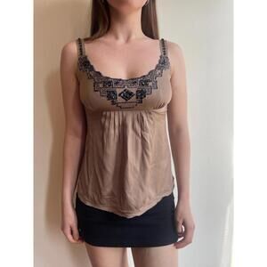 Geometric Beaded Embroidered Babydoll Cami Top